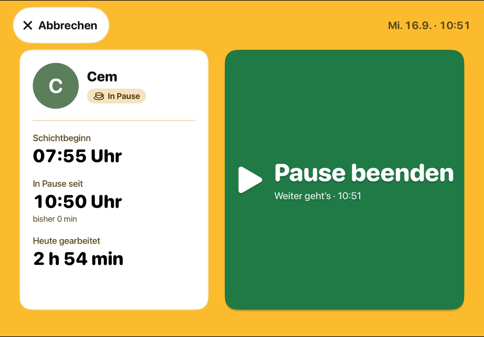 Aktion in Pause